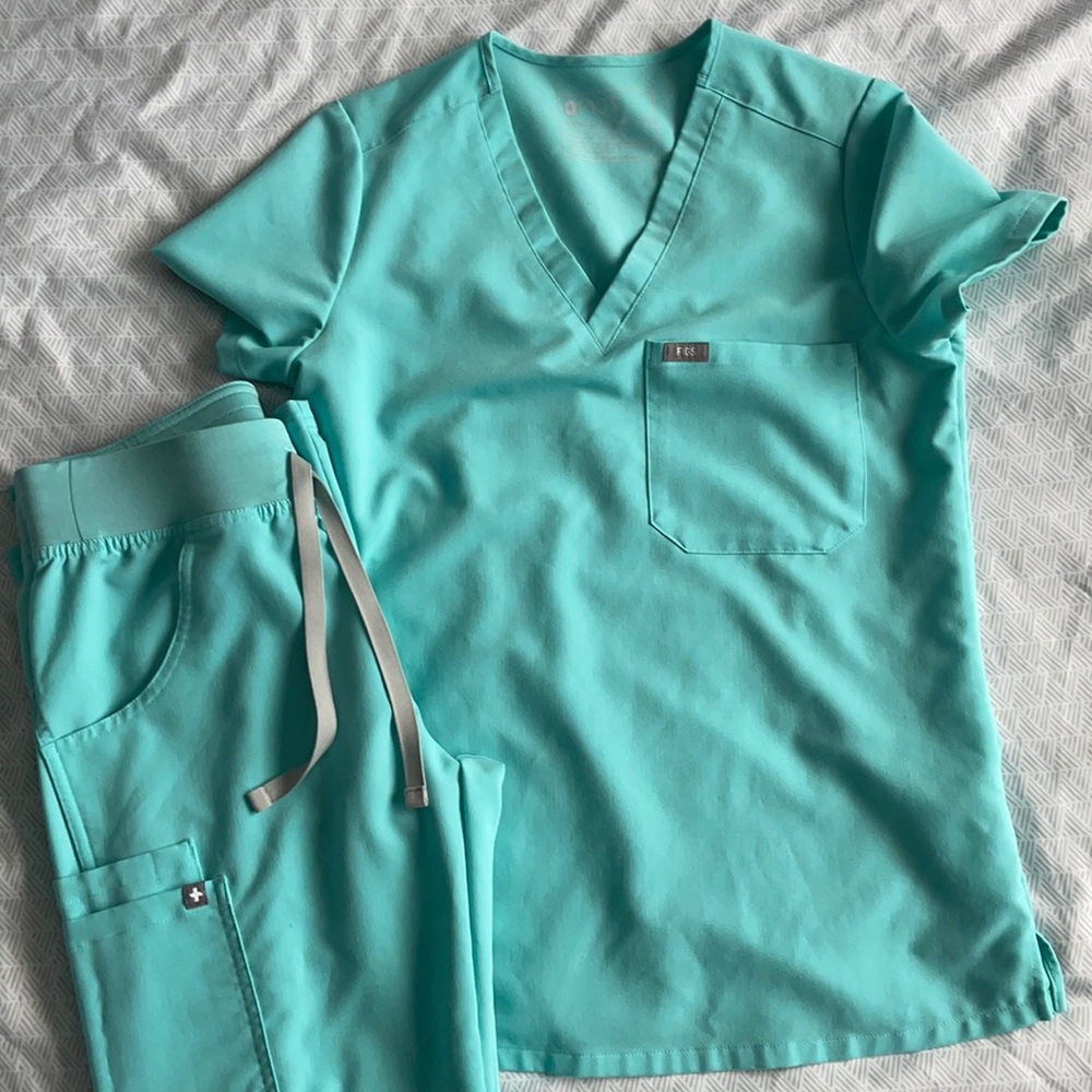 Figs Scrub Set - FRESH AQUA Catarina XS & Kade Pants XS/T